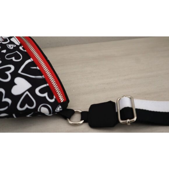 Brighton Black/White Hearts Endless Love Nylon Crossbody Fanny Pack Belt Bag - Picture 13 of 16